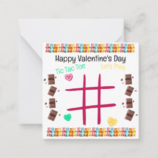 Carte De Correspondance Jouons au Tic Tac Toe de la Saint-Valentin 