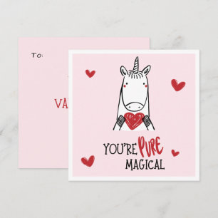 Carte De Correspondance Jour de la Saint-Valentin licorne coeurs roses rou