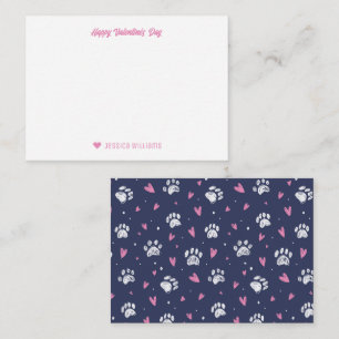 Carte De Correspondance Jour de la Saint-Valentin motif cœur patte chat ch