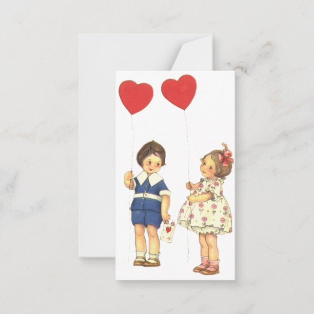 Carte De Correspondance Jour de la Saint Valentin vintage pour enfants (Devant)