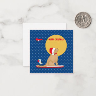 Carte De Correspondance Jour de plage Baleines Surfant Ensemble Chien Sant