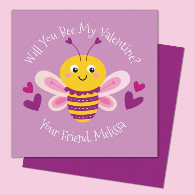 Carte De Correspondance Jour des valentines d'abeilles (Cute bumblebee valentine.  perfect for a kids classroom exhange. personalize it with your kids name.)