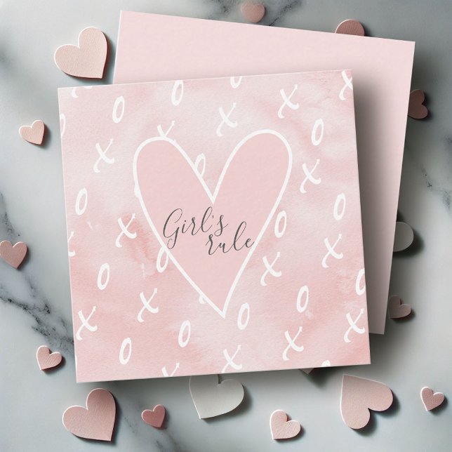 Carte De Correspondance Jour des Valentines de Coeur Rose (Kids valentines day cards pink heart x and o pattern)