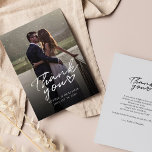 Carte De Correspondance Jour du mariage Photo Lettré à la main Merci de sc<br><div class="desc">Une façon géniale et réfléchie de remercier vos amis,  votre famille et vos collègues qui vous ont honoré leur présence lors de votre mariage avec cette photo moderne,  cartes de remerciement avec script écrit "merci" et un coeur d'amour.</div>