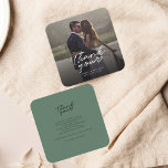Carte De Correspondance Jour du mariage Photo Merci Lettré à la main<br><div class="desc">Une façon géniale et réfléchie de remercier vos amis,  votre famille et vos collègues qui vous ont honoré leur présence lors de votre mariage avec cette photo moderne,  cartes de remerciement avec script écrit "merci" et un coeur d'amour.</div>