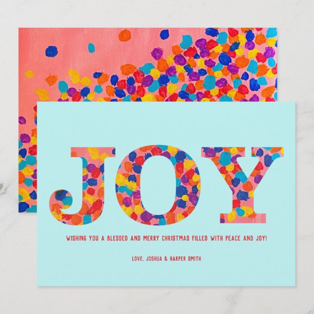 Carte De Correspondance Joy Christmas Card - Confetti (Devant / Derrière)
