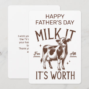 Carte De Correspondance Joyeuse Fête des Pères Lait Tire Tout Ce Qu'il Vau