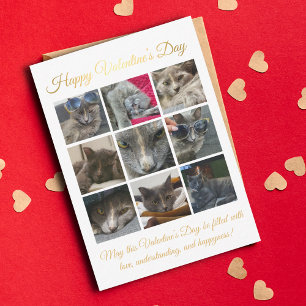 Carte De Correspondance Joyeuse Saint-Valentin,9 photos de chat en collage