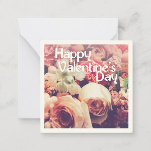 Carte De Correspondance Joyeuse Saint-Valentin avec bouquet de fleurs vint