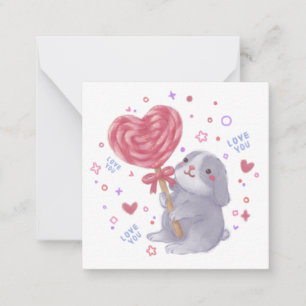 Carte De Correspondance Joyeuse Saint-Valentin avec Bunny & Sucette
