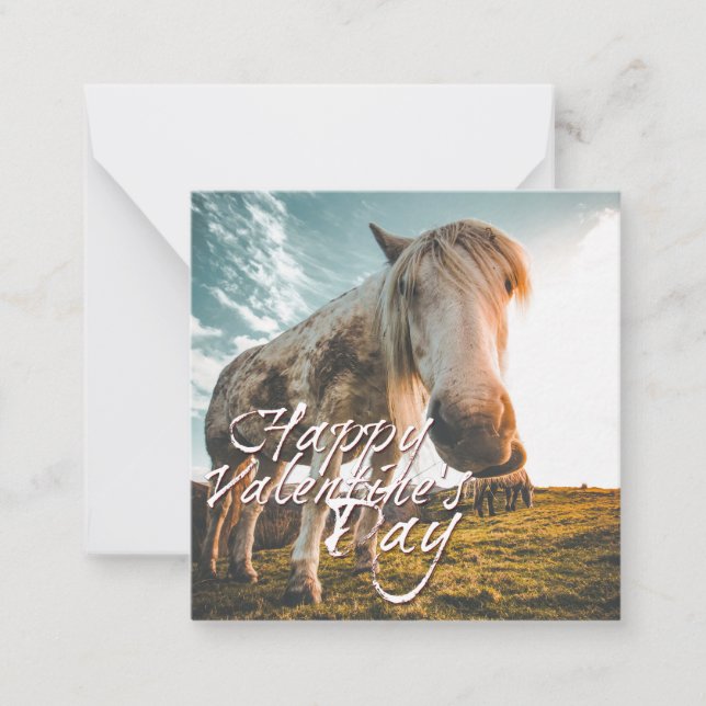 Carte De Correspondance Joyeuse Saint-Valentin avec cheval regardant (Devant)