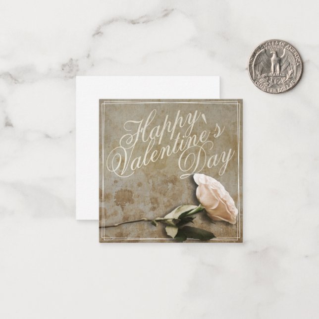 Carte De Correspondance Joyeuse Saint-Valentin avec Rose (Devant/Arrière en situation)
