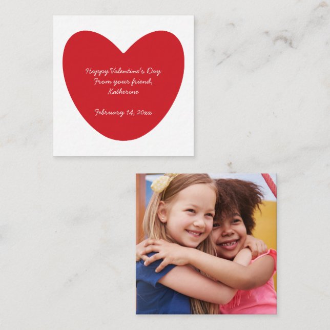 Carte De Correspondance Joyeuse Saint-Valentin cœur photo classe personnal (Devant / Derrière)