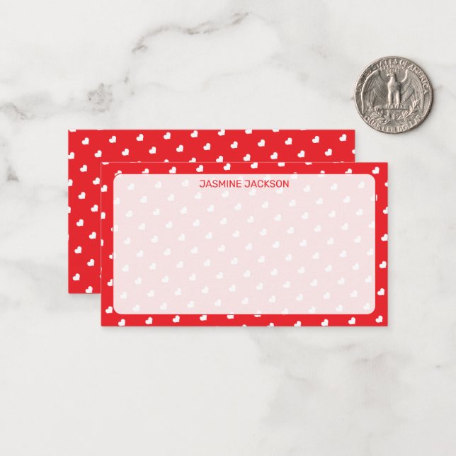 Carte De Correspondance Joyeuse Saint-Valentin Cœurs Motif d'Amour Moderne (Devant/Arrière en situation)