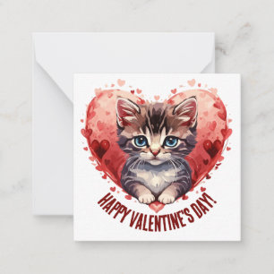 Carte De Correspondance Joyeuse Saint-Valentin Petit Chat avec Cœur