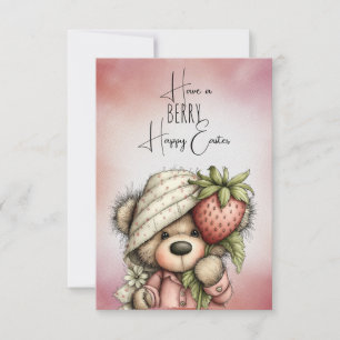 Carte De Correspondance Joyeuses Pâques à la FRAISE 
