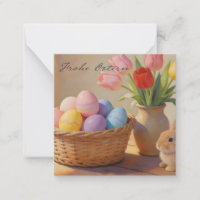 Joyeuses Pâques avec des œufs colorés et des tulip