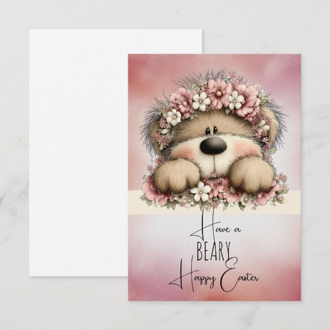 Carte De Correspondance Joyeuses Pâques tout plein d'ours (Devant / Derrière)