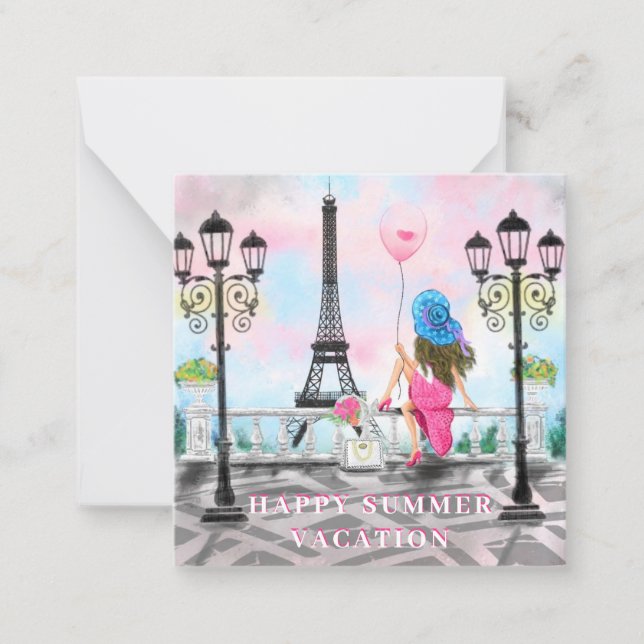 Carte De Correspondance Joyeuses Vacances d'Été - J'Aime Paris - Beau (Devant)