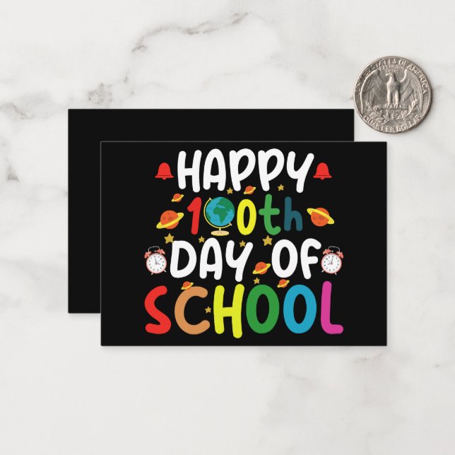 Carte De Correspondance Joyeux 100e jour d'école Enseignant Élève (Devant/Arrière en situation)