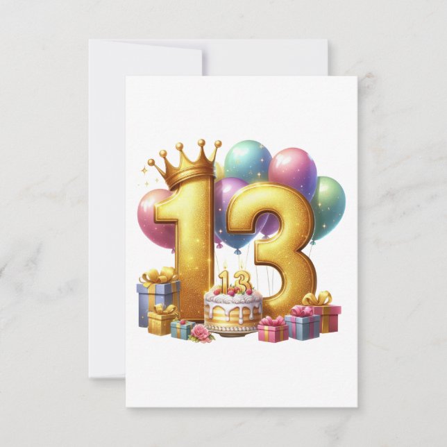 Carte De Correspondance Joyeux 13e anniversaire (Devant)