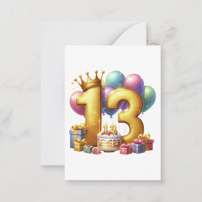 Carte De Correspondance Joyeux 13e anniversaire (Devant)