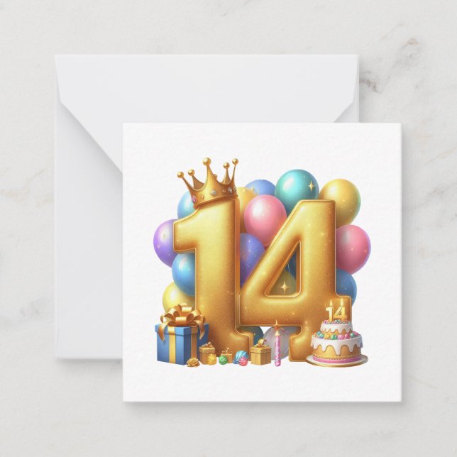 Carte De Correspondance Joyeux 14e anniversaire (Devant)