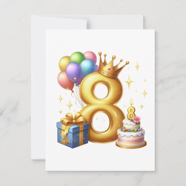 Carte De Correspondance Joyeux 8ème Anniversaire (Devant)