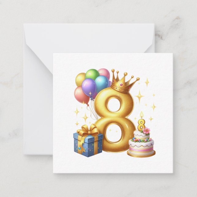Carte De Correspondance Joyeux 8ème Anniversaire (Devant)