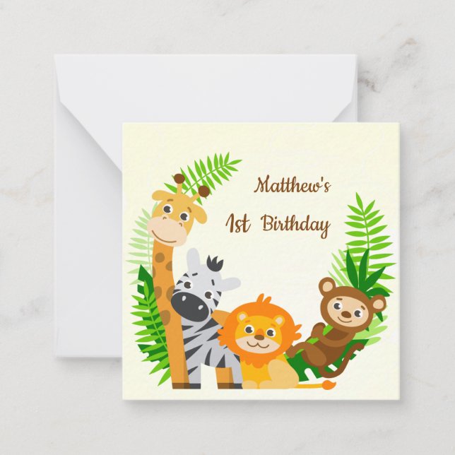 Carte De Correspondance Joyeux anniversaire aux amis animaux mignons (Devant)