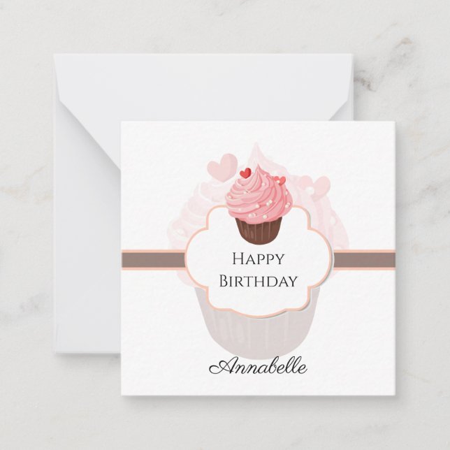 Carte De Correspondance Joyeux anniversaire | CUSTOMISÉ | Cupcake and Swee (Devant)