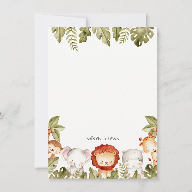 Carte De Correspondance Joyeux Anniversaire Enfants Animaux Sauvages Tropi (Devant)