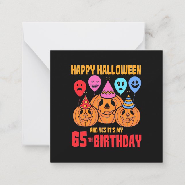 Carte De Correspondance Joyeux anniversaire Halloween 65 ans (Devant)