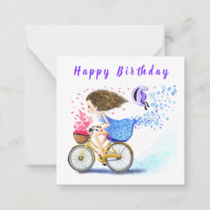 Carte De Correspondance Joyeux Anniversaire - Joyeuse Jeune Fille Sur Un V