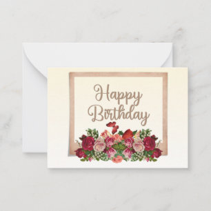 Carte De Correspondance Joyeux anniversaire Vintages Roses, Lily de la Val