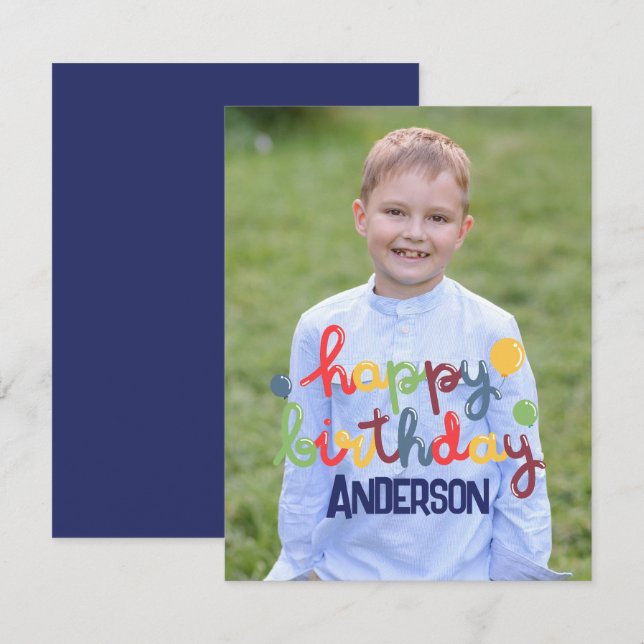 Carte De Correspondance Joyeux ballon d'anniversaire personnalisable (Devant / Derrière)