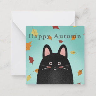 Carte De Correspondance Joyeux chat noir d'automne
