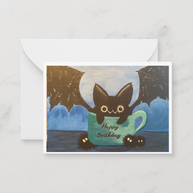 Carte De Correspondance Joyeux chauve-souris d'anniversaire (Devant)