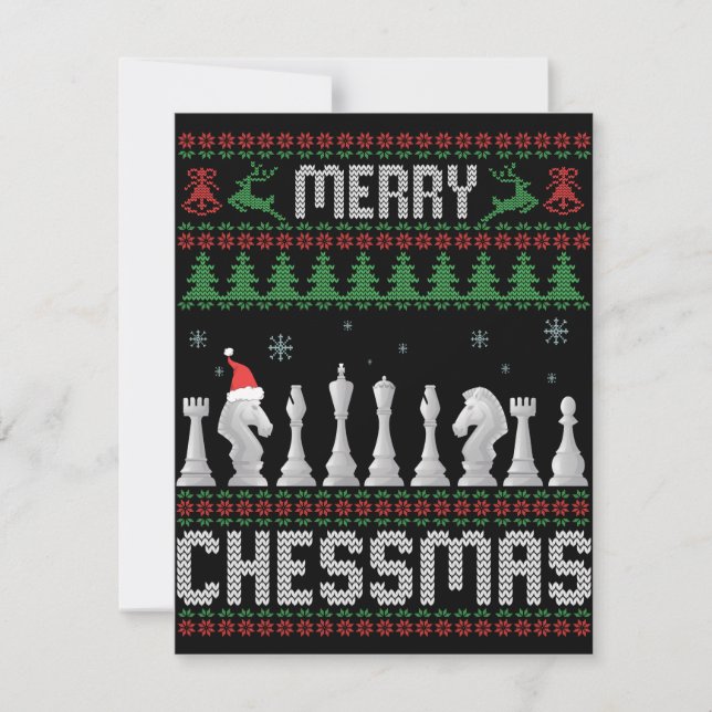 Carte De Correspondance Joyeux Chessmas Drôle de Noël d'échecs Sweater hid (Devant)