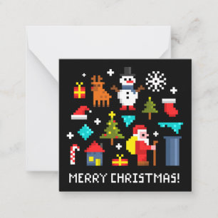 Carte De Correspondance Joyeux dessins en pixels de Noël