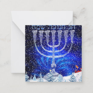 Carte De Correspondance Joyeux Hanoukka Snow & Menorah