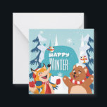 Carte De Correspondance Joyeux Hiver<br><div class="desc">Carte de vœux hivernale mignonne</div>