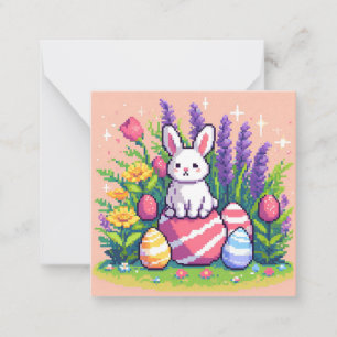 Carte De Correspondance Joyeux lapin de Pâques 8 bits art pixel