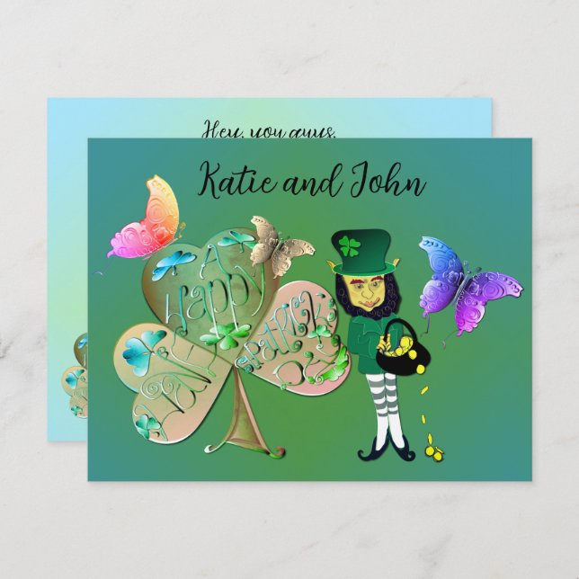 Carte De Correspondance Joyeux Leprechaun de St Patrick (Devant / Derrière)