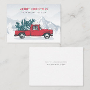 Carte De Correspondance Joyeux Noël Aquarelle Camion Rouge Bonne Fête