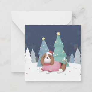 Carte De Correspondance Joyeux Noël : Art d'Illustration Beagle