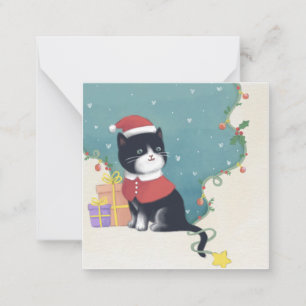Carte De Correspondance Joyeux Noël : Art d'illustration de chat