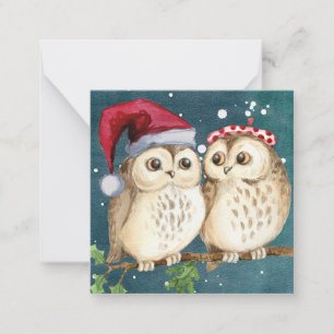Carte De Correspondance Joyeux Noël/Bonne Année Hiboux