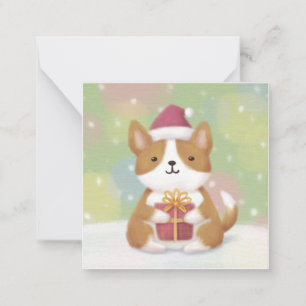 Carte De Correspondance Joyeux Noël : Corgi Illustration Art