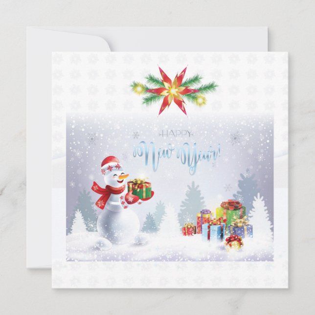 Carte De Correspondance Joyeux Noël et Bonne Année 2026 XMAS Snowman (Devant)